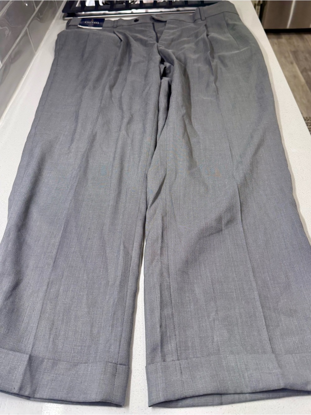 Gray Dress Pants - Classic Straight Leg. Cuffed leg.